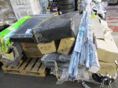 A quantity of garden items to include Lifestyle hammocks and Greenworks hedge trimmer.