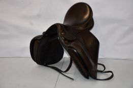 A pre-owned Prestige Brown Leather Horse Saddle (Unknown Size/Model of Saddle).