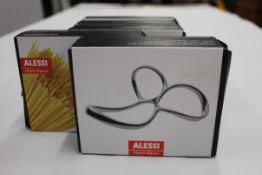 Five boxed as new Alessi Voile Stainless Steel Spaghetti Measures.