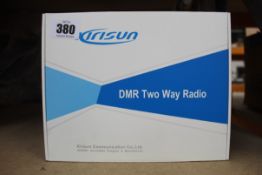 Two boxed as new Kirisun DP-405 DMR two-way handheld radios, two KB-760B li-ion 2000mAh batteries