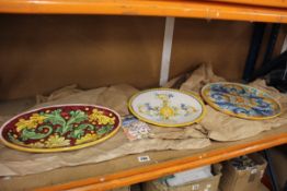 Three ceramic plates in various designs by Ceramiche Di Caltagirone.
