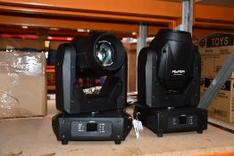 A pair of pre-owned AYRA ERO 150BSW LED Moving Head with Beam, Spot and Wash Function (Items have