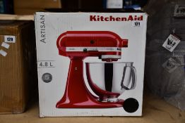 A pre-owned Kitchen Aid Artisan 4.8L Mixer in Black (NOTE: Item has not been tested, viewing is