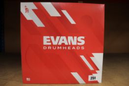 Five boxed as new Evans UV1 Coated Drum Heads 12