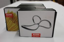 Five boxed as new Alessi Voile Stainless Steel Spaghetti Measures.