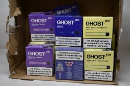 Seventeen boxes of ten Ghost 800 Vape Bars 2% in three flavours (Blue Bull, Mixed Berry Menthol