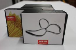 Five boxed as new Alessi Voile Stainless Steel Spaghetti Measures.