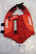 Eight as new Jobe Pet Vest Buoyancy Aids in red and black (M x 4, S x 4).