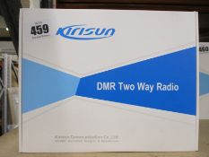 Two boxed as new Kirisun DP-405 DMR two-way handheld radios, two KB-760B li-ion 2000mAh batteries