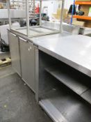 A pre-owned Victor countertop preparation unit, a pre-owned Duke SUBP-36m preparation table and