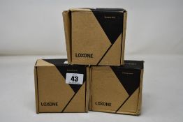 Three boxed as new Loxone LED Spot RGBW Tree White (REF: 100330).