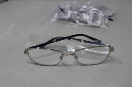 Five pairs of women's Palazzo SP11 C1 50 - 16 -130 silver metal glasses frames with blue sparkle