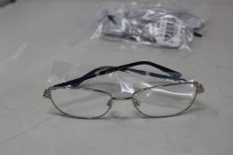 Five pairs of women's Palazzo SP11 C1 50 - 16 -130 silver metal glasses frames with blue sparkle