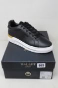 A pair of as new Mallet London GFTR Lo Top Sneakers in Black Leather (Size 7).