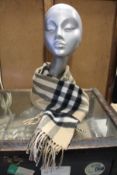 An as new Burberry sequined check cashmere scarf (Article 8050535 - RRP £484).