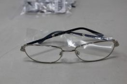 Five pairs of women's Palazzo SP11 C1 50 - 16 -130 silver metal glasses frames with blue sparkle