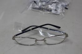 Five pairs of women's Palazzo SP11 C1 50 - 16 -130 silver metal glasses frames with blue sparkle