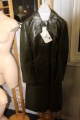 A women's Proenza Schouler zip detailed leather coat in army green (Size 10).