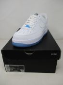 A pair of women's boxed as new Nike Air Force 1 07 LX white/blue indoor/outdoor colour changing (
