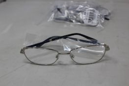 Five pairs of women's Palazzo SP11 C1 50 - 16 -130 silver metal glasses frames with blue sparkle