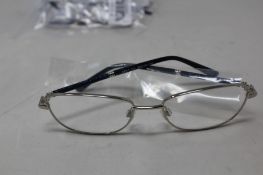 Five pairs of women's Palazzo SP11 C1 50 - 16 -130 silver metal glasses frames with blue sparkle