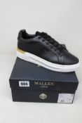 A pair of as new Mallet London GFTR Lo Top Sneakers in Black Leather (Size 8).