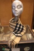 An as new Burberry sequined check cashmere scarf (Article 8050535 - RRP £484).