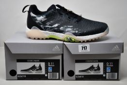 Two pairs of men's boxed as new Adidas CodeChaos Golf Shoes (UK 11).