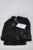 A men's as new Tom Rebl jacket in black (52) with matching trousers/pants (50).