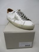 A pair of as new Golden Goose Super-Star Classic with Spur sneakers in White/Ice/Light Brown (Size