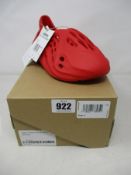 A pair of boxed as new Adidas Yeezy Foam Runner in Vermillion (UK 4).