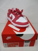 A pair of boxed as new Nike Dunk Low Archeo Pink W (UK 3).