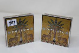 Six boxed as new Ortigia Sicilia Zagara Glass Plate and Soap sets.
