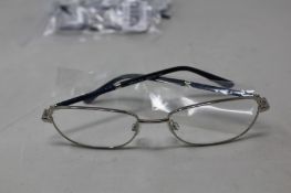 Five pairs of women's Palazzo SP11 C1 50 - 16 -130 silver metal glasses frames with blue sparkle
