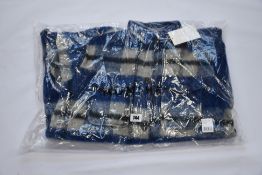 A women's Munthe indigo check Satara coat (Size 34).