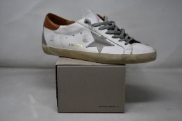 A pair of as new Golden Goose Super-Star Classic with Spur sneakers in White/Ice/Light Brown (Size