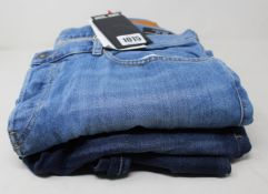 A pair of Diesel light wash D-Mihtry straight leg jeans (Size W34 L34) and one pair of Diesel dark