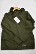 A Stutterheim green hooded rain jacket (Size M).