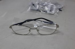 Five pairs of women's Palazzo SP11 C1 50 - 16 -130 silver metal glasses frames with blue sparkle