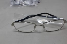 Five pairs of women's Palazzo SP11 C1 50 - 16 -130 silver metal glasses frames with blue sparkle