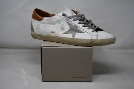 A pair of as new Golden Goose Super-Star Classic with Spur sneakers in White/Ice/Light Brown (Size