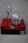 A pair of women's boxed as new Pleaser 7 Inch Clear Neon Opal Glitter Pole Dancer Shoes UK 5 (