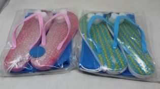 Twenty as new Flopz Coral Collection flip-flops in Ripples and Siam variants.