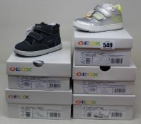 Four pairs of kid's Geox high top boots and one pair of kid's Geox trainers (Various sizes UK 2 x