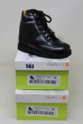 Two pairs of children's boxed as new Calzamedi boots in black 4200.0101 (EU 28, width 8).