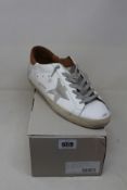 A pair of as new Golden Goose Super-Star Classic with Spur sneakers in White/Ice/Light Brown (Size