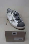 A pair of as new Golden Goose Super-Star Classic with List sneakers in White/Grey Asphalt/Grey