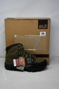 A pair of as new Jack Wolfskin Rebellion Texapore Mid boots (UK 8.5).