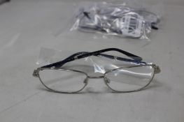 Five pairs of women's Palazzo SP11 C1 50 - 16 -130 silver metal glasses frames with blue sparkle