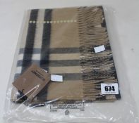 An as new Burberry sequined check cashmere scarf (Article 8050535 - RRP £484).